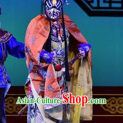 Broadsword Wang Huainv Chinese Bangzi Opera Painted Role Apparels Costumes and Headpieces Traditional Hebei Clapper Opera Garment Martial Male Clothing