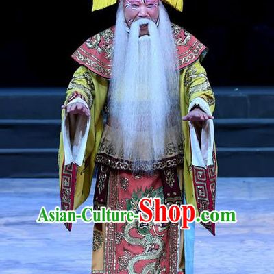 Xue Gang Fan Tang Chinese Bangzi Opera Lord Apparels Costumes and Headpieces Traditional Hebei Clapper Opera Elderly Male Garment Monarch Clothing