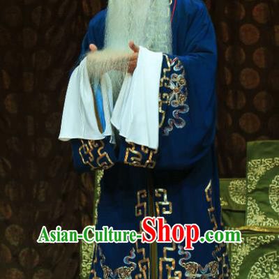 Kou Zhun Chinese Bangzi Opera Laosheng Apparels Costumes and Headpieces Traditional Hebei Clapper Opera Elderly Man Garment Clothing