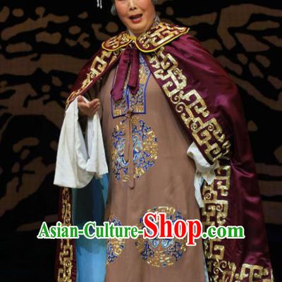 Chinese Hebei Clapper Opera Dowager Countess Garment Costumes and Headdress Kou Zhun Traditional Bangzi Opera Laodan Dress Dame She Saihua Apparels