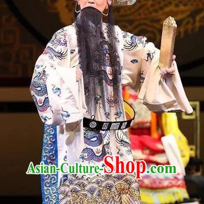 Chun Qiu Bi Chinese Bangzi Opera Minister Apparels Costumes and Headpieces Traditional Hebei Clapper Opera Laosheng Garment Official Wang Yancheng Clothing
