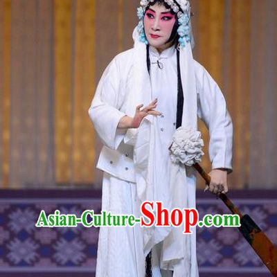 Chinese Hebei Clapper Opera Tsing Yi Garment Costumes and Headdress The Butterfly Chalice Traditional Bangzi Opera Village Girl Dress Distress Maiden Hu Fenglian Apparels
