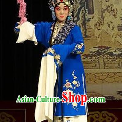 Chinese Hebei Clapper Opera Young Female Garment Costumes and Headdress Chun Qiu Bi Traditional Bangzi Opera Actress Dress Diva Gu Fengying Apparels