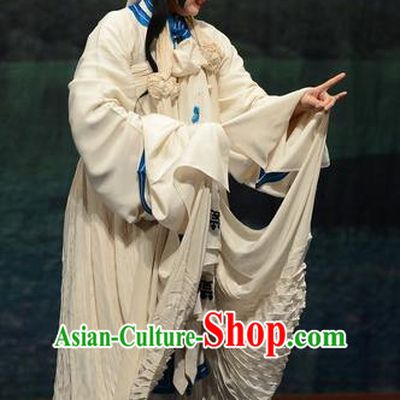 Chinese Hebei Clapper Opera Distress Female Garment Costumes and Headdress Madam White Snake Traditional Bangzi Opera Swordswoman Dress Bai Suzhen Apparels