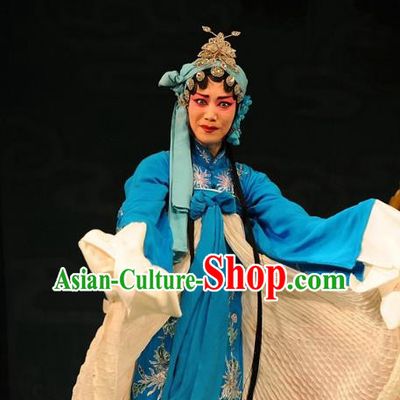 Chinese Hebei Clapper Opera Actress Hu Fenglian Garment Costumes and Headdress The Butterfly Chalice Traditional Bangzi Opera Young Female Dress Diva Apparels