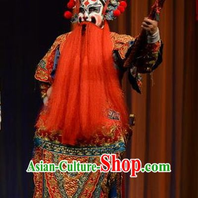 Yuan Men Zhan Zi Chinese Bangzi Opera General Armor Apparels Costumes and Headpieces Traditional Hebei Clapper Opera Military Officer Garment Clothing