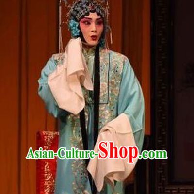 Chinese Hebei Clapper Opera Infanta Chai Garment Costumes and Headdress Yuan Men Zhan Zi Traditional Bangzi Opera Young Mistress Dress Actress Apparels