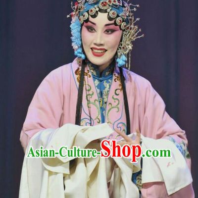 Chinese Hebei Clapper Opera Actress Garment Costumes and Headdress Traditional Bangzi Opera Young Female Dress Hua Tan Lin Huiying Apparels