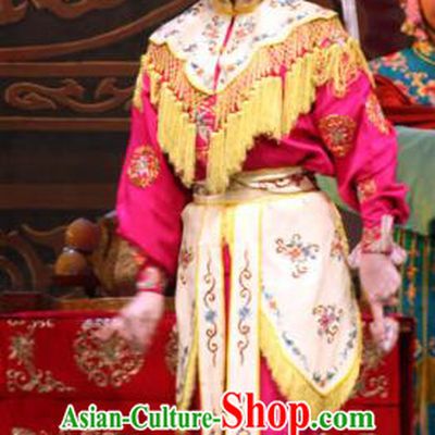 Chinese Hebei Clapper Opera Swordswoman Garment Costumes and Headdress The Lotus Lantern Traditional Bangzi Opera Martial Female Dress Wudan Apparels