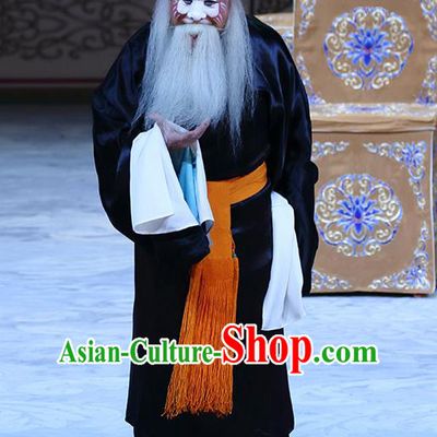 In Extremely Good Fortune Chinese Bangzi Opera Elderly Male Apparels Costumes and Headpieces Traditional Hebei Clapper Opera Clown Garment Qiao Fu Clothing