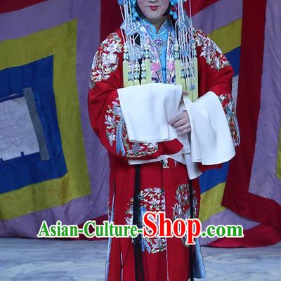 Chinese Hebei Clapper Opera Princess Sun Shangxiang Garment Costumes and Headdress In Extremely Good Fortune Traditional Bangzi Opera Actress Dress Apparels