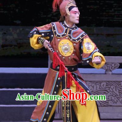 Chinese Bangzi Opera Soldier Apparels Costumes and Headpieces Traditional Shanxi Clapper Opera Wusheng Garment Martial Male Clothing