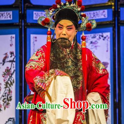 San Guan Pai Yan Chinese Bangzi Opera Military Officer Yang Yanhui Apparels Costumes and Headpieces Traditional Shanxi Clapper Opera Elderly Male Garment Clothing