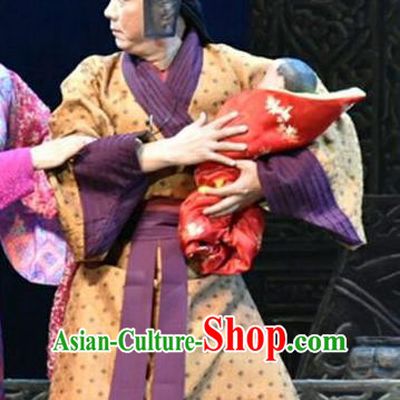 Ping Cheng Fu Chinese Bangzi Opera Eunuch Apparels Costumes and Headpieces Traditional Shanxi Clapper Opera Clown Garment Clothing