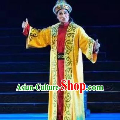Ping Cheng Fu Chinese Bangzi Opera Young Male Apparels Costumes and Headpieces Traditional Shanxi Clapper Opera Xiaosheng Garment Crown Prince Clothing