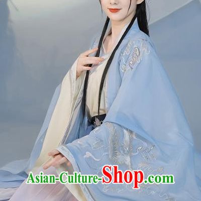 Chinese Traditional Jin Dynasty Royal Infanta Historical Costumes Ancient Nobility Lady Hanfu Dress Embroidered Apparels for Women