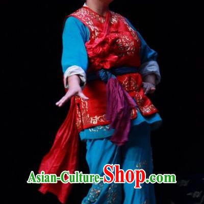 Sedan Chair Lift Chinese Bangzi Opera Hamal Apparels Costumes and Headpieces Traditional Shanxi Clapper Opera Young Male Garment Bearer Clothing