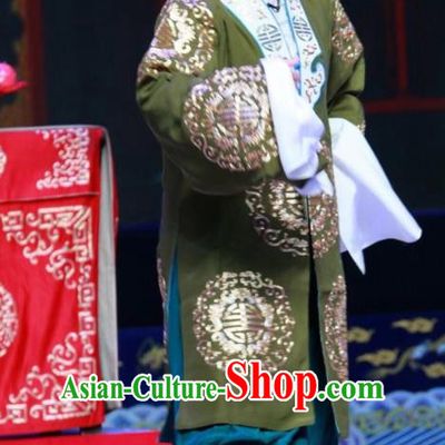 Chinese Shanxi Clapper Opera Laodan She Saihua Garment Costumes and Headdress Women General of Yang Family Traditional Bangzi Opera Elderly Female Dress Apparels