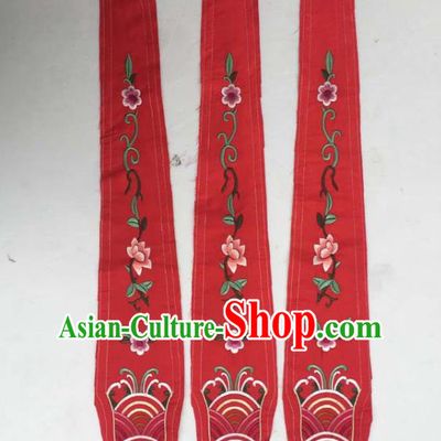 Chinese Traditional Embroidered Flowers Red Streamer Patch Decoration Embroidery Applique Craft Embroidered Rabbion Accessories