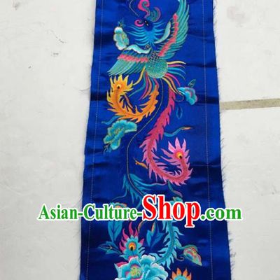 Chinese Traditional Embroidered Phoenix Peony Royalblue Patch Decoration Embroidery Applique Craft Embroidered Dress Accessories