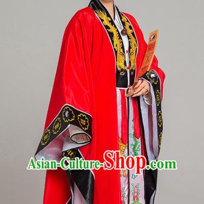 Traditional Chinese Tai Chi Red Eight Diagrams Priest Frock Martial Arts Costumes China Taoist Nun Garment Embroidered Dragon Gown for Women