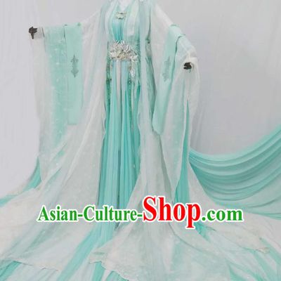 Top Chinese Cosplay Swordsman Green Costume Ancient Prince Noble Childe Clothing for Men