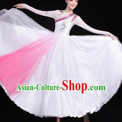 Traditional Chinese Modern Dance Costumes Opening Dance Stage Show Garment Chorus Group Veil Dress for Women
