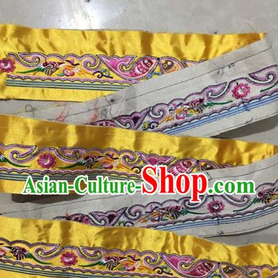 Chinese Traditional Embroidered Fishes Golden Patch Decoration Embroidery Applique Craft Embroidered Band Accessories