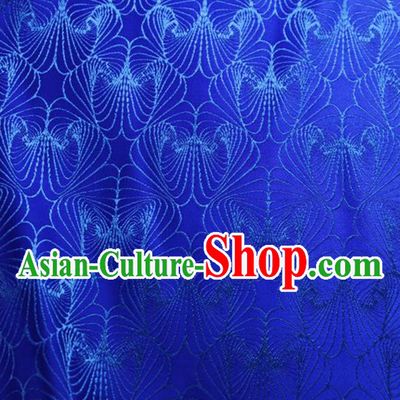 Asian Chinese Traditional Conch Pattern Design Royalblue Brocade Fabric Silk Tapestry Tang Suit Material
