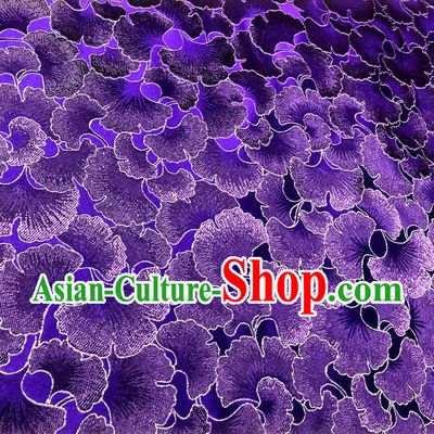 Asian Chinese Traditional Ginkgo Leaf Pattern Design Purple Brocade Fabric Silk Tang Suit Tapestry Material