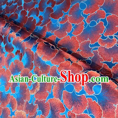 Asian Chinese Traditional Rust Red Ginkgo Leaf Pattern Design Brocade Fabric Silk Tang Suit Tapestry Material