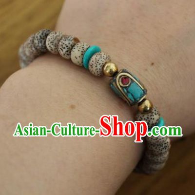 Chinese Traditional Tibetan Nationality Buddhism Bracelet Jewelry Accessories Decoration Zang Ethnic Handmade Beads Bangle for Women
