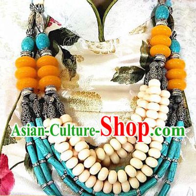 Chinese Traditional Mongolian Nationality Necklet Decoration Moggol Ethnic Handmade Folk Dance Necklace Jewelry Accessories for Women