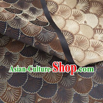 Asian Chinese Traditional Scales Pattern Design Brown Brocade Silk Fabric Tapestry Material DIY Mongolian Robe Satin Damask