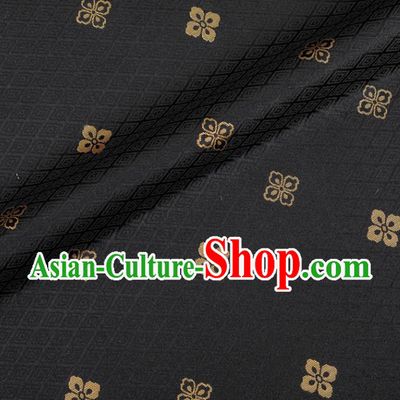 Japanese Traditional Sorbus Pattern Design Black Brocade Fabric Silk Material Traditional Asian Japan Kimono Nishijin Satin Tapestry
