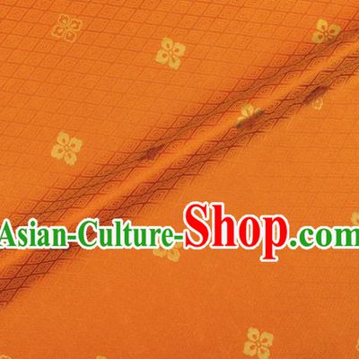 Japanese Traditional Sorbus Pattern Design Orange Brocade Fabric Silk Material Traditional Asian Japan Kimono Nishijin Satin Tapestry