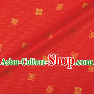 Japanese Traditional Sorbus Pattern Design Red Brocade Fabric Silk Material Traditional Asian Japan Kimono Nishijin Satin Tapestry
