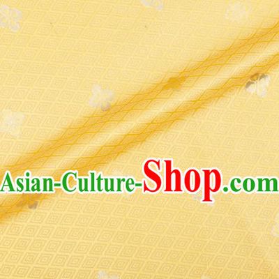 Japanese Traditional Sorbus Pattern Design Yellow Brocade Fabric Silk Material Traditional Asian Japan Kimono Nishijin Satin Tapestry
