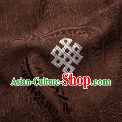 Asian Chinese Traditional Auspicious Pattern Design Brown Brocade Tang Suit Silk Fabric Tapestry Material DIY Satin Damask