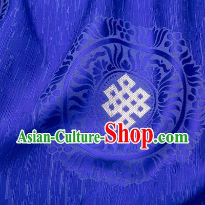 Asian Chinese Traditional Auspicious Pattern Design Royalblue Brocade Tang Suit Silk Fabric Tapestry Material DIY Satin Damask