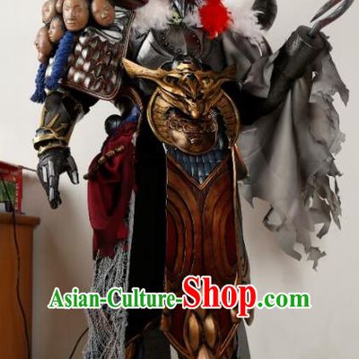 Traditional Chinese Cosplay General Body Armor Outfits Ancient Film Military Officer Armour Costumes and Helmet and Boots for Men