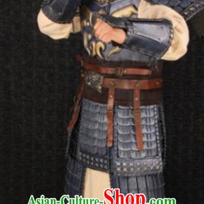 Traditional Chinese Han Dynasty Body Armor Outfits Ancient Film Warrior Armour General Costumes and Headwear Full Set