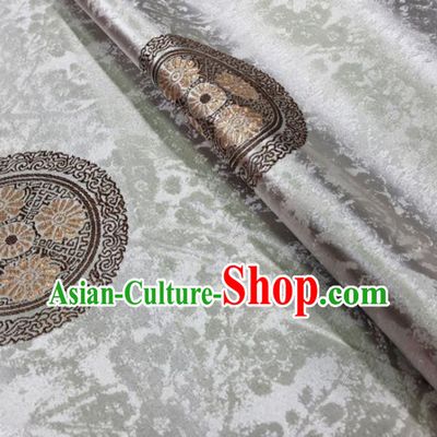 Gray Asian Chinese Traditional Chrysanthemum Pattern Design Nanjing Brocade Silk Fabric Tang Suit Tapestry Satin Material