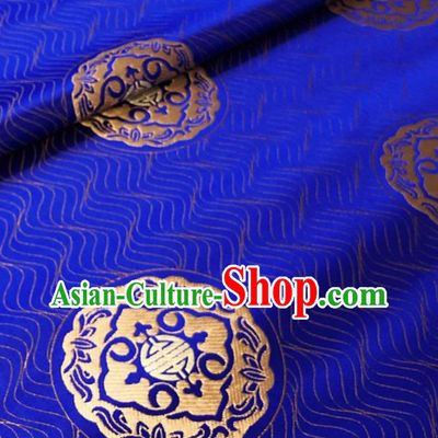 Asian Chinese Traditional Lucky Pattern Design Royalblue Brocade Silk Fabric Tang Suit Tapestry Satin Material Damask