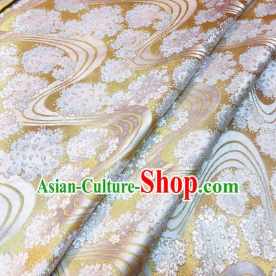 Japanese Traditional Sakura Pattern Design Pink Nishijin Brocade Fabric Silk Material Traditional Asian Yamato Kimono Satin Tapestry