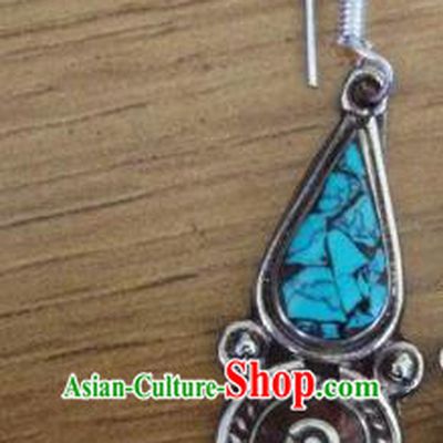 Chinese Traditional Tibetan Nationality Retro Ear Accessories Handmade Eardrop Decoration Zang Ethnic Folk Dance Earrings for Women