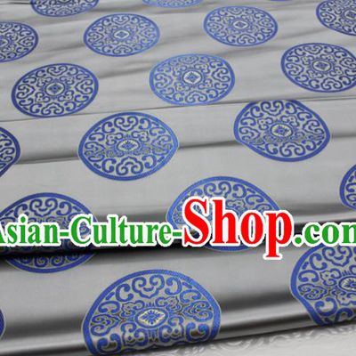 Chinese Tang Suit Classical Round Pattern Design Grey Brocade Asian Traditional Tapestry Material DIY Satin Damask Mongolian Robe Silk Fabric