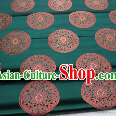 Chinese Tang Suit Classical Round Pattern Design Green Brocade Asian Traditional Tapestry Material DIY Satin Damask Mongolian Robe Silk Fabric