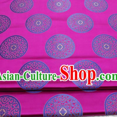 Chinese Tang Suit Classical Round Pattern Design Rosy Brocade Asian Traditional Tapestry Material DIY Satin Damask Mongolian Robe Silk Fabric