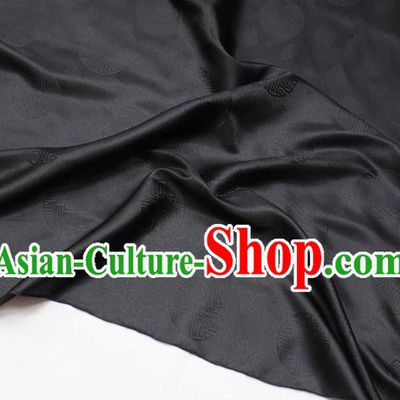 Chinese Classical Pattern Design Black Brocade Asian Traditional Tapestry Mongolian Robe Material DIY Satin Damask Silk Fabric